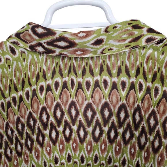 Maggie Barnes 5X Blouse Button Down Abstract Chiffon Flutter Ruffle Forest Fairy - Picture 10 of 10